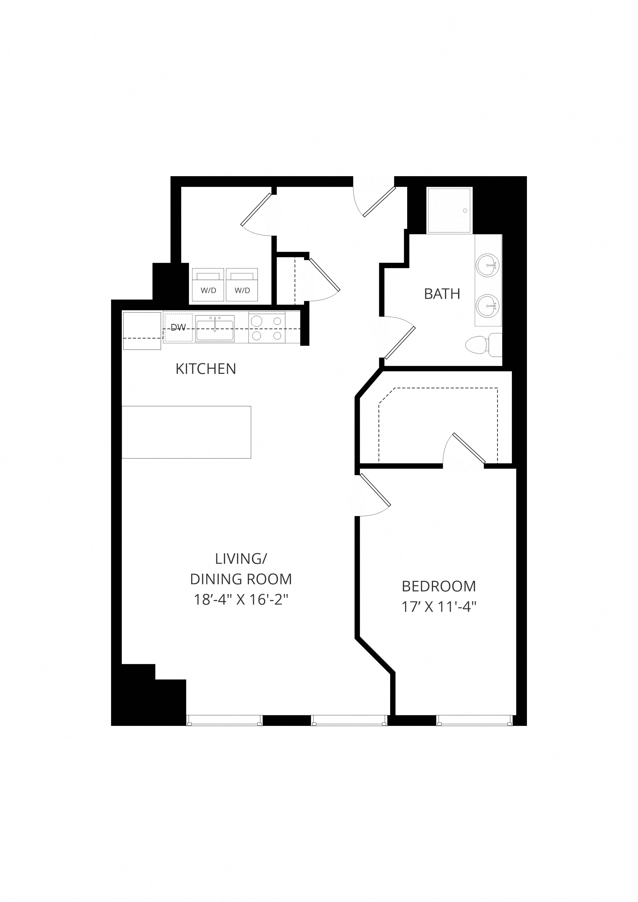 1X1 B15 floor plan